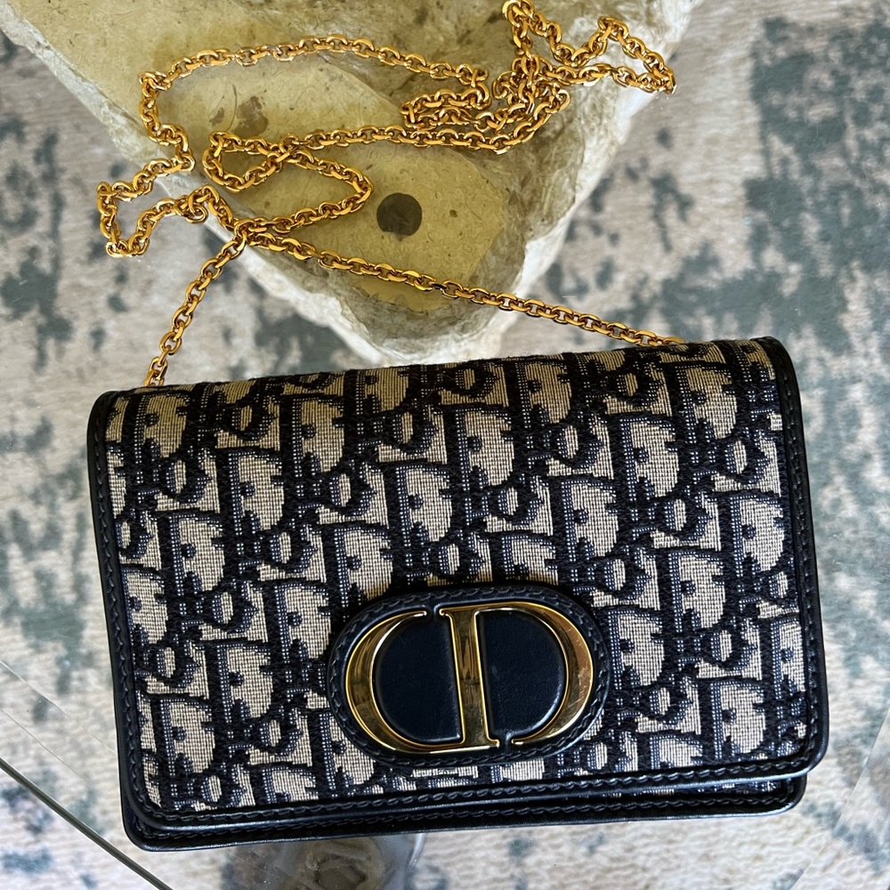 Christian Dior 2 in 1 Blue Oblique 30 Montaigne Bag